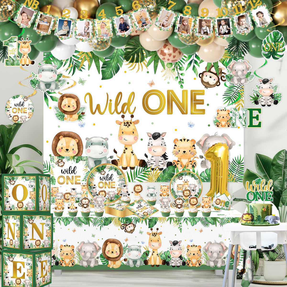 YGCTBVY 1st birthday milestone poster marks the day with a safari theme
