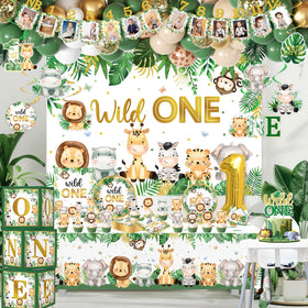 YGCTBVY 1st birthday milestone poster marks the day with a safari theme