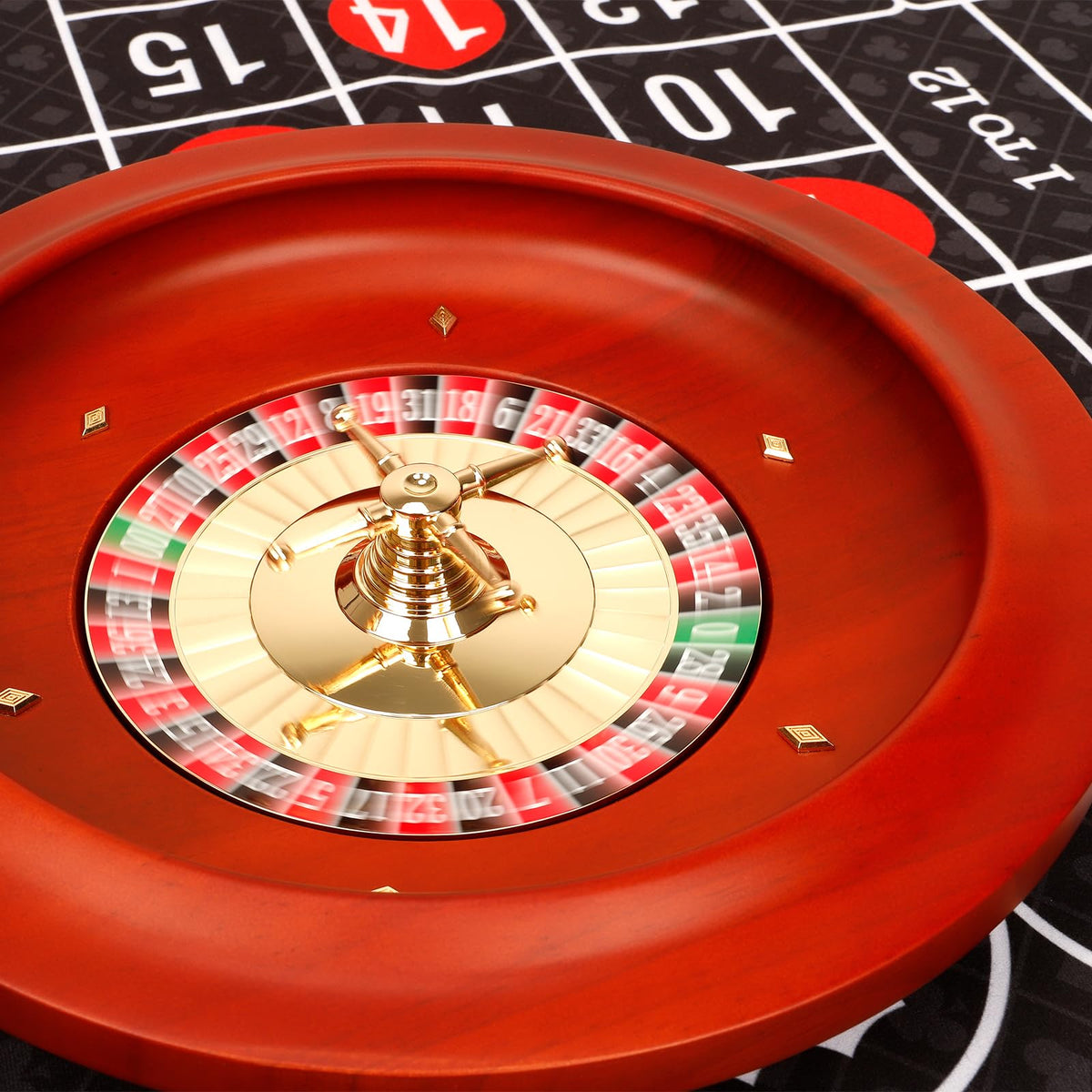 Ygebet portable roulette wheel on table setup demonstrating versatile party entertainment.