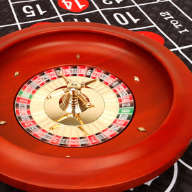 Ygebet portable roulette wheel on table setup demonstrating versatile party entertainment.