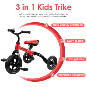 YGJT 3 in 1 Tricycle red adjustable seat demonstrates growing with your child