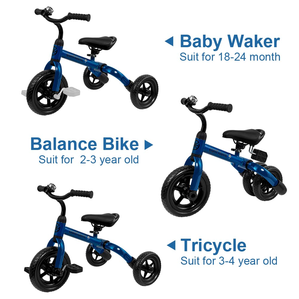 YGJT 3-in-1 tricycle training mode aids early balance skills on soft pavements.