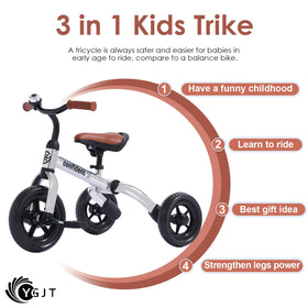YGJT 3-in-1 Tricycle detachable pedal for quick mode switching.