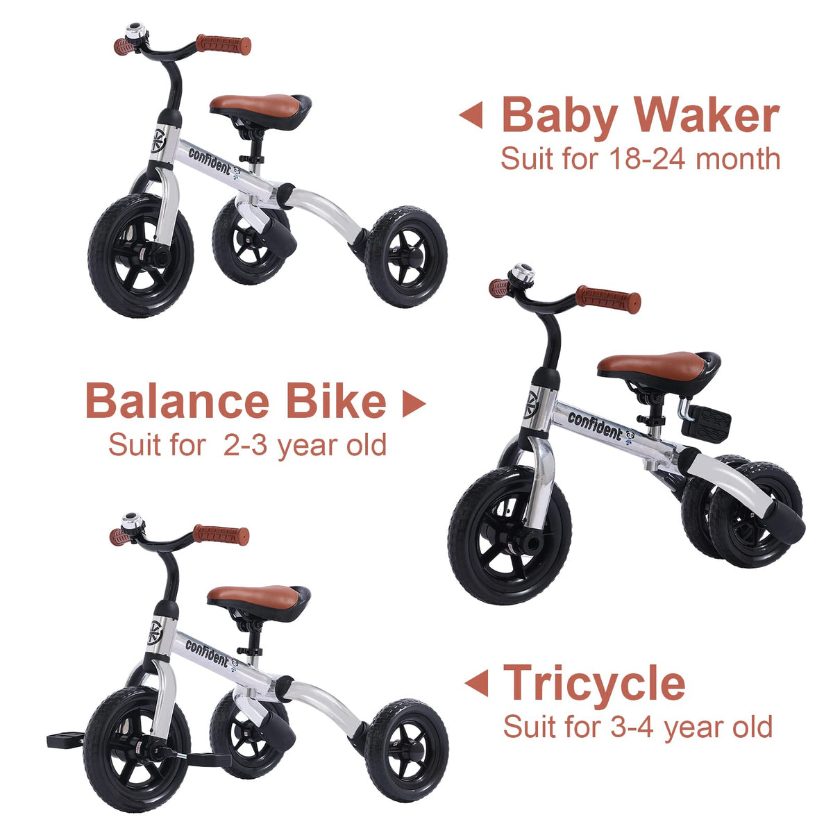 YGJT 3-in-1 Tricycle non-slip handlebar for secure steering during playtime.