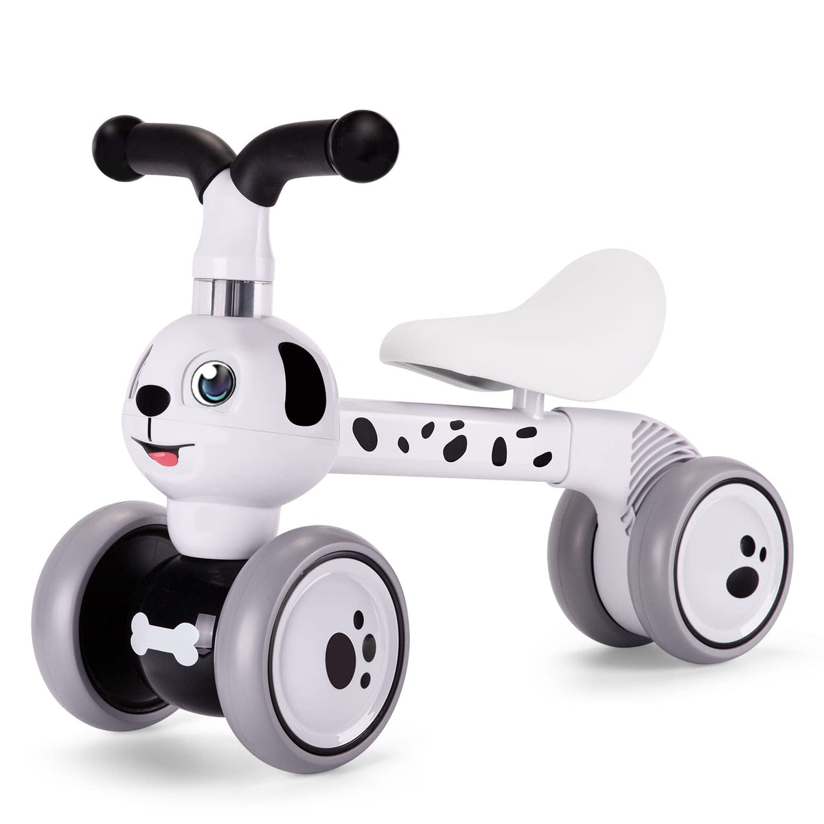 YGJT Spotty Dog balance bike with blinking eyes engages toddlers during play