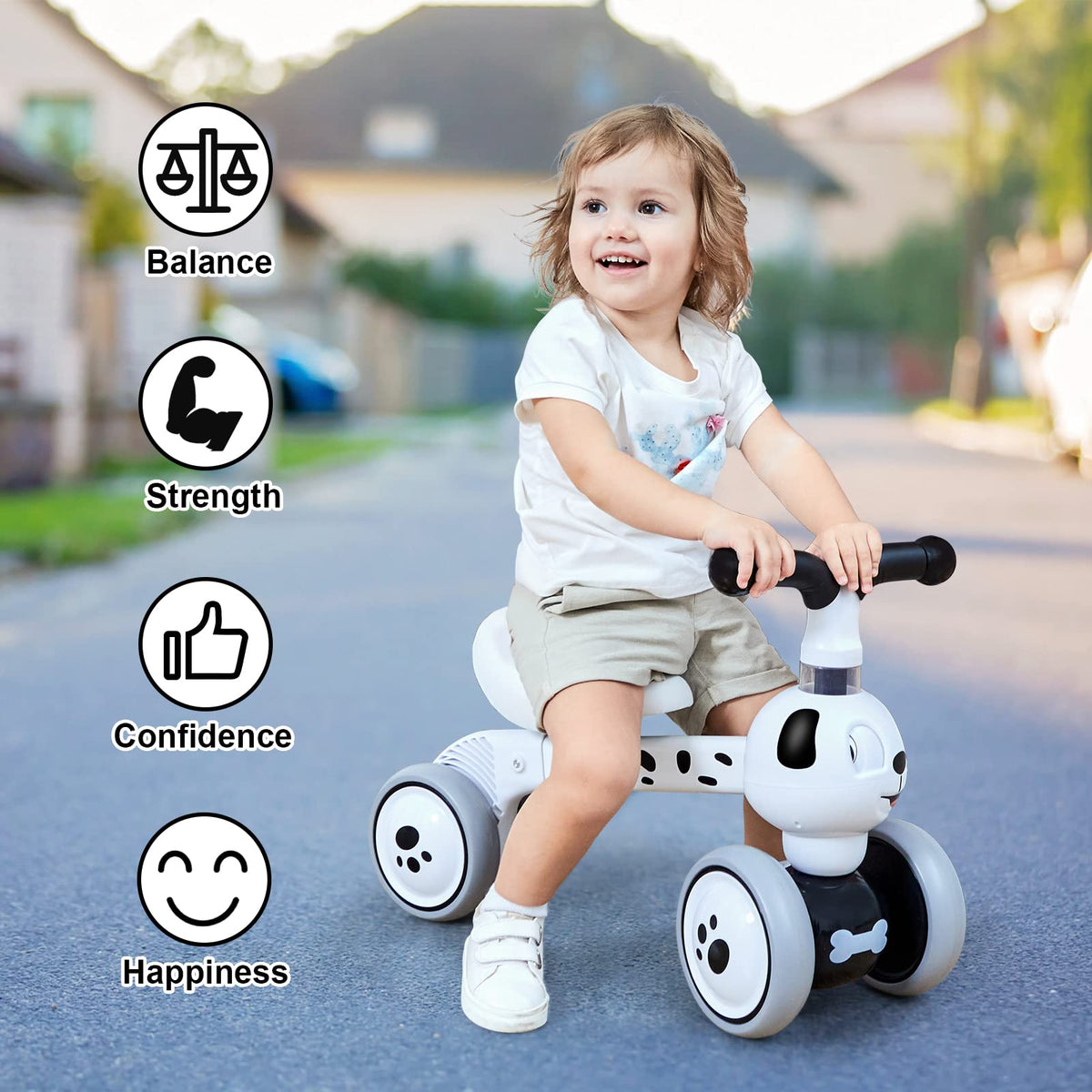 YGJT Spotty Dog balance bike silent EVA wheels for smooth rides