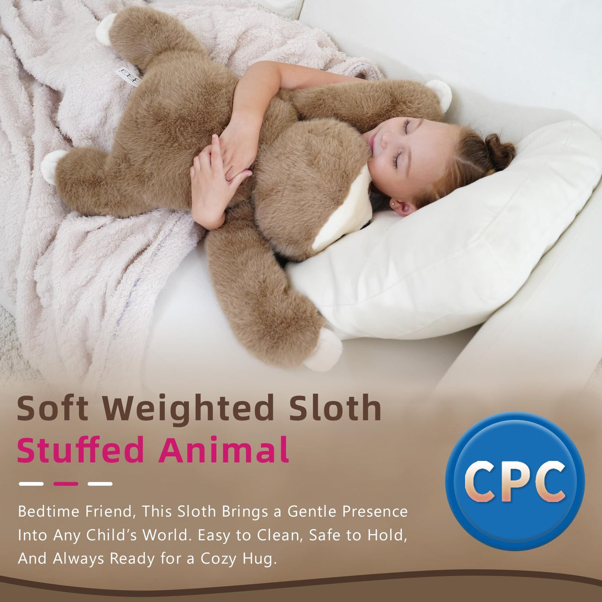 YGZE lying sloth plush curved pose adds cozy realism to bedrooms or reading nooks.