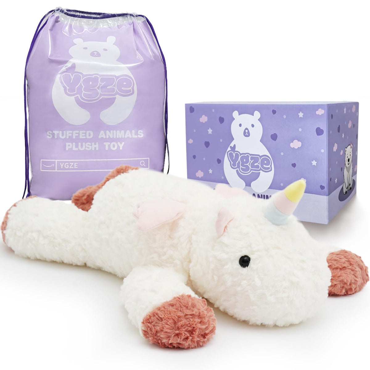 YGZE weighted unicorn stuffed animal 24inch offers comforting hugs for calm moments.