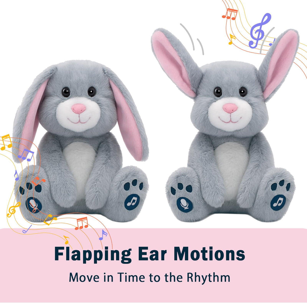 YH YUHUNG bunny record function captures kid greetings for fun, screen-free repetition