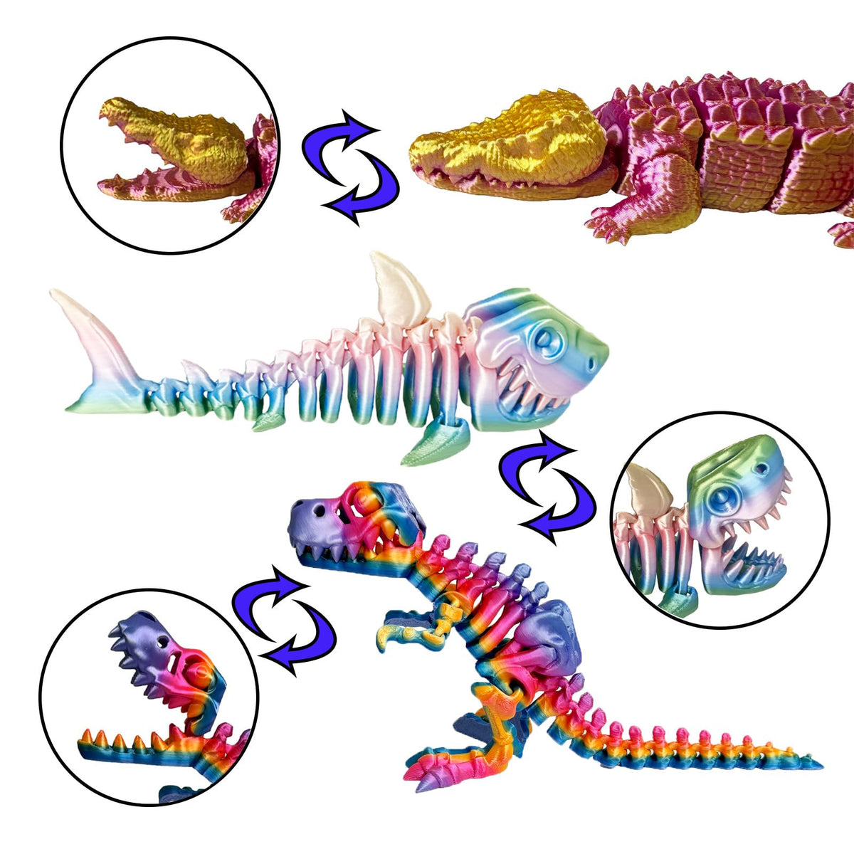 YHBWSM snake with articulated segments for kinetic desk toys.
