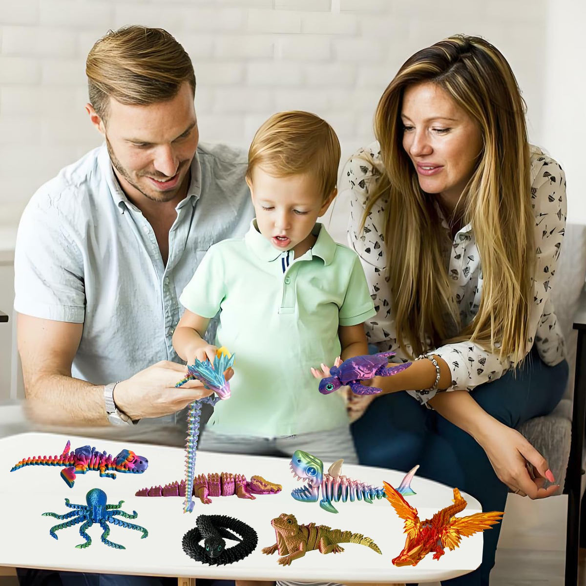 YHBWSM 9-piece turtle with flexible joints, perfect for interactive desk decor.