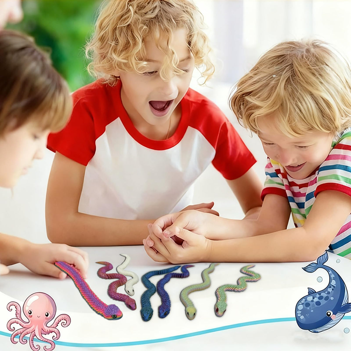 YHBWSM articulated snakes in a 12-inch collection for display and prizing.