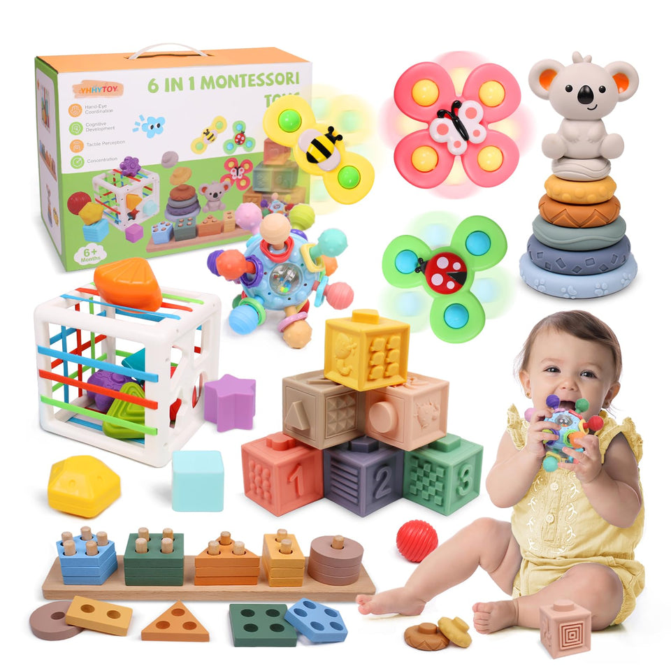 YHHYTOY 6-in-1 Montessori toy set front view encouraging fine motor skills