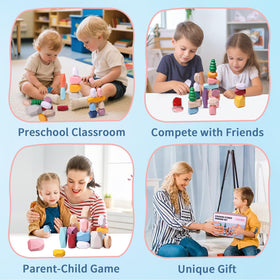 YHHYTOY Morandi-style wooden stones for classroom or home play
