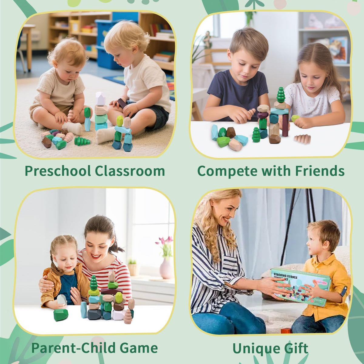 YHHYTOY children building towers supports spatial awareness and teamwork.