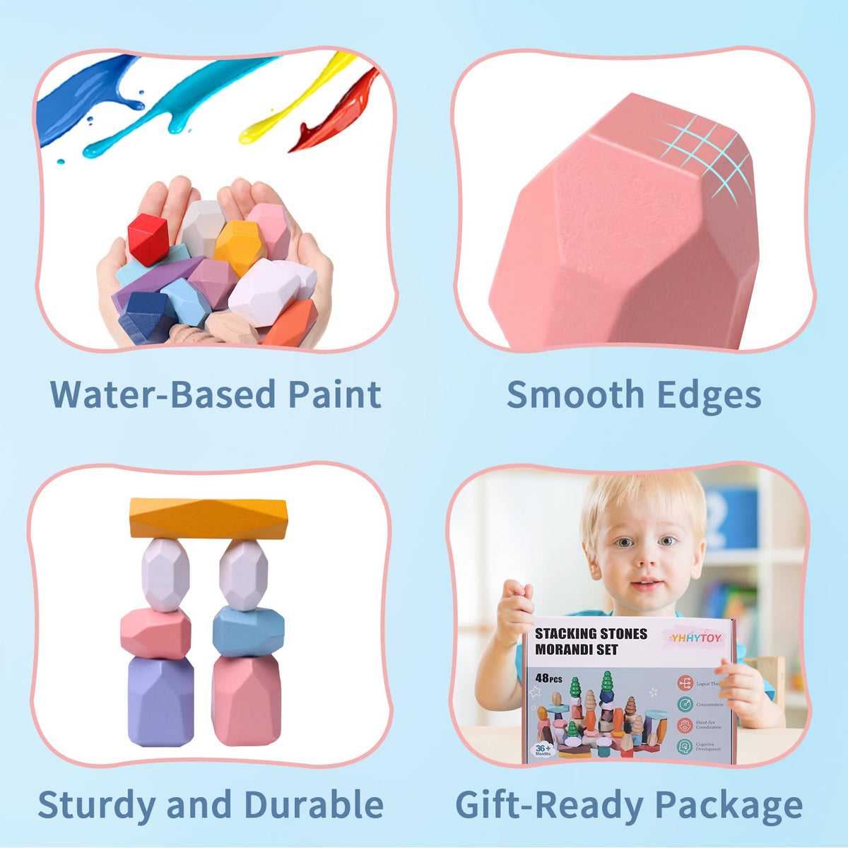 YHHYTOY Montessori-inspired stones for counting, sorting, and stacking