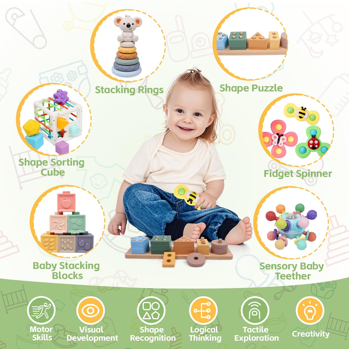 YHHYTOY soft stacking blocks close-up supporting hand-eye coordination