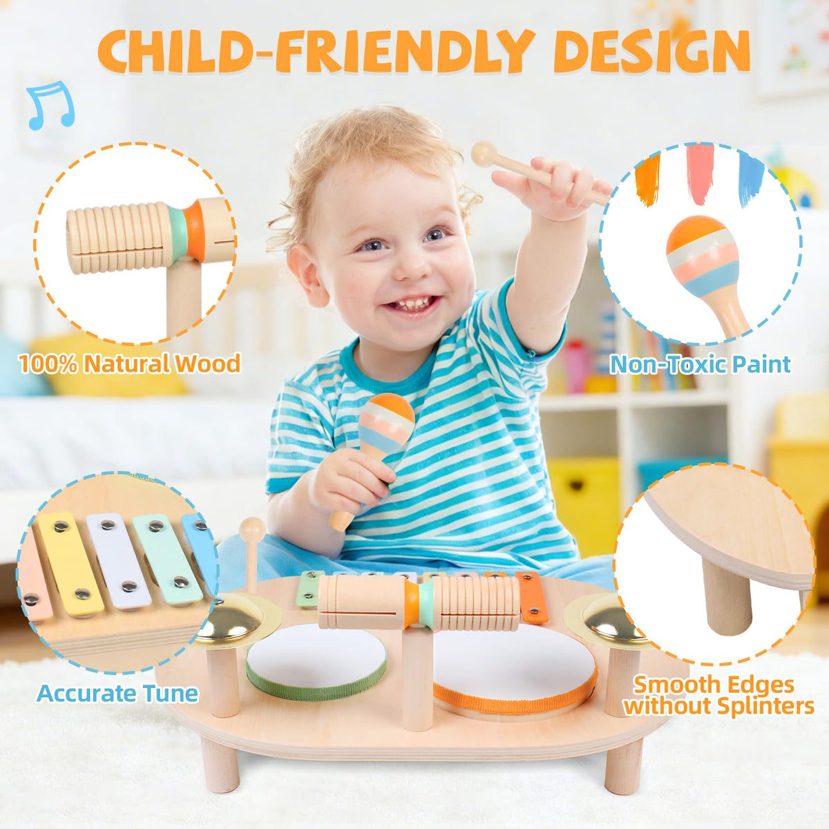 YHHYTOY Toddler Drum Set Cymbals add sparkle to rhythm and music time.