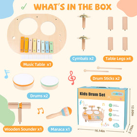 YHHYTOY Toddler Drum Set Gift-packaging makes a thoughtful screen-free gift.