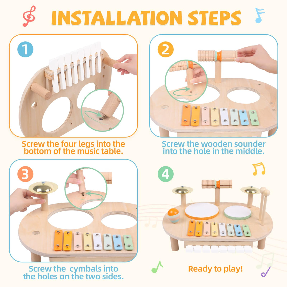 YHHYTOY Toddler Drum Set Maraca enhances sound variety and sensory exploration.