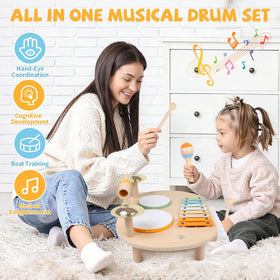 YHHYTOY Toddler Drum Set Piano panel supports sensory play and cognitive development through music.