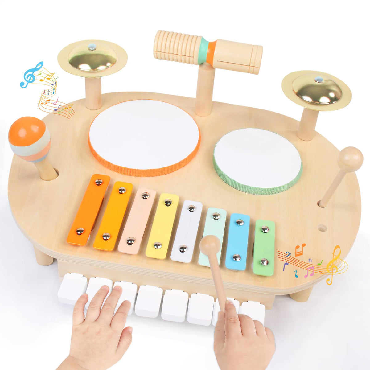 YHHYTOY Toddler Drum Set Xylophone focus fosters early rhythm exploration and fine motor skills.