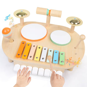 YHHYTOY Toddler Drum Set Xylophone focus fosters early rhythm exploration and fine motor skills.