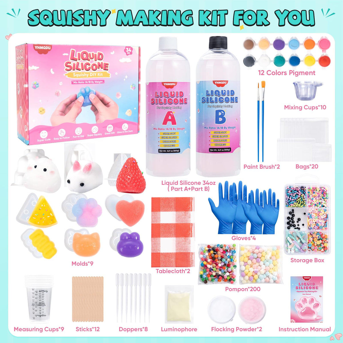 YHMQDU Taba Squishy Kit flocking powder adds fluffy texture