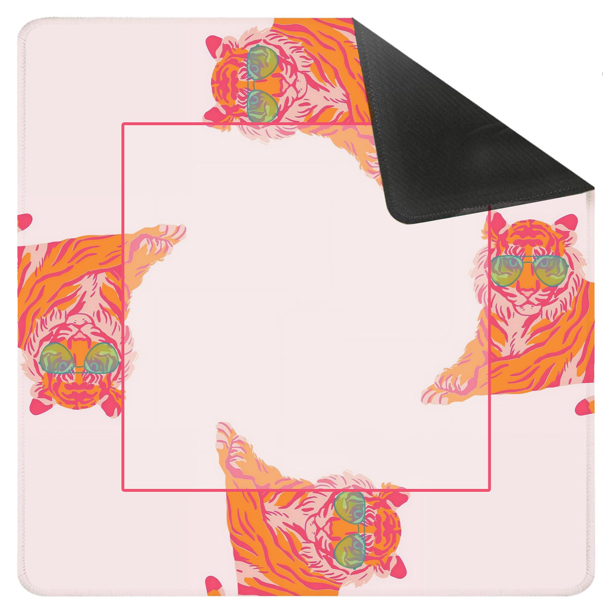 Yhtrg preppy pink orange tiger mahjong mat with a defined playing area for table games.
