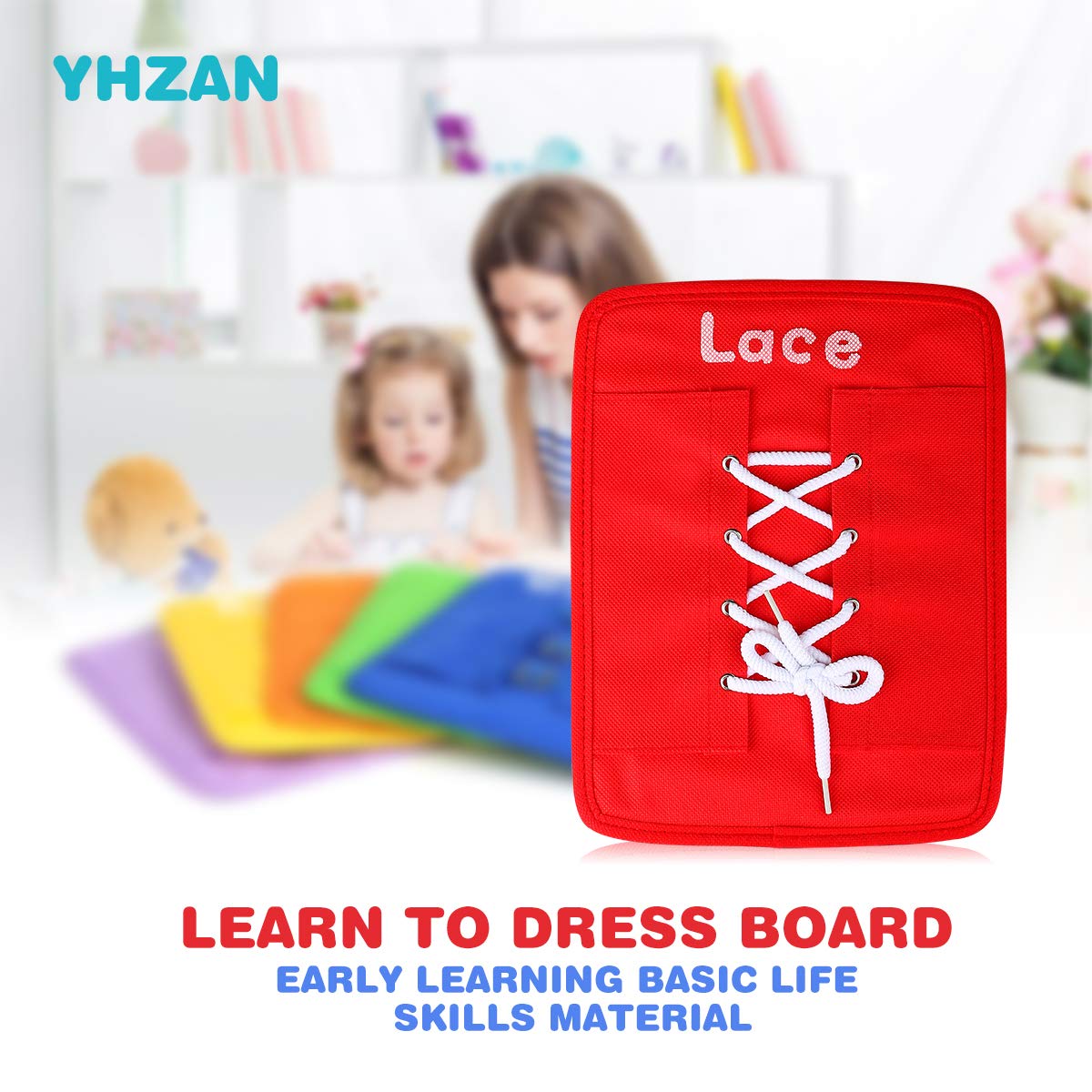 YHZAN dressing board button practice to build fine motor skills.