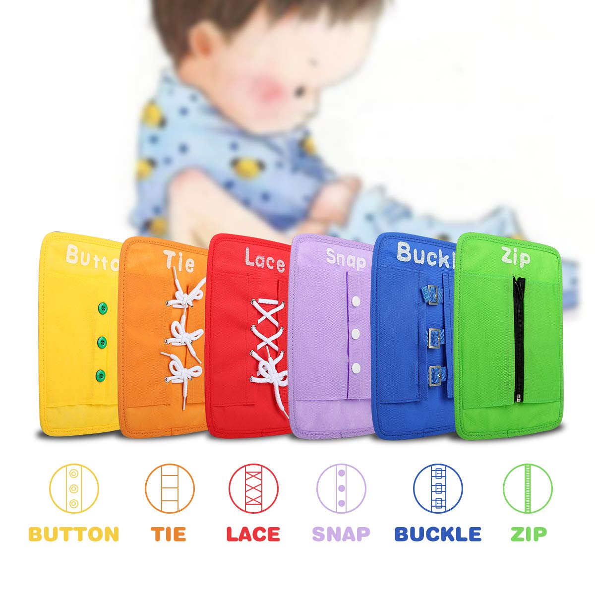 YHZAN dressing board snap play enhances hand-eye coordination.