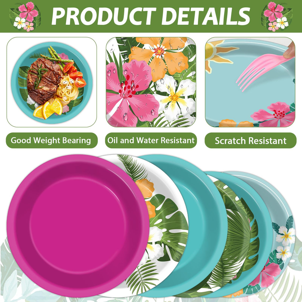 Yiaoyinnz Hawaiian dessert plates showcase vibrant Luau theme