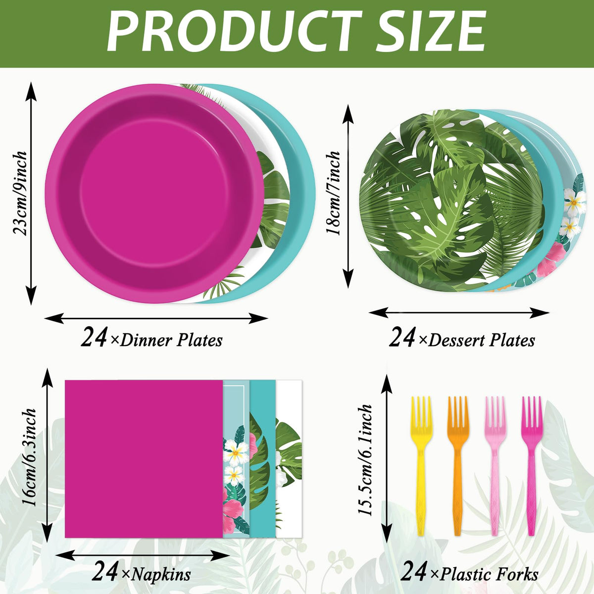 Yiaoyinnz Hawaiian plates with palm leaves create festive decor