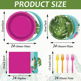 Yiaoyinnz Hawaiian plates with palm leaves create festive decor
