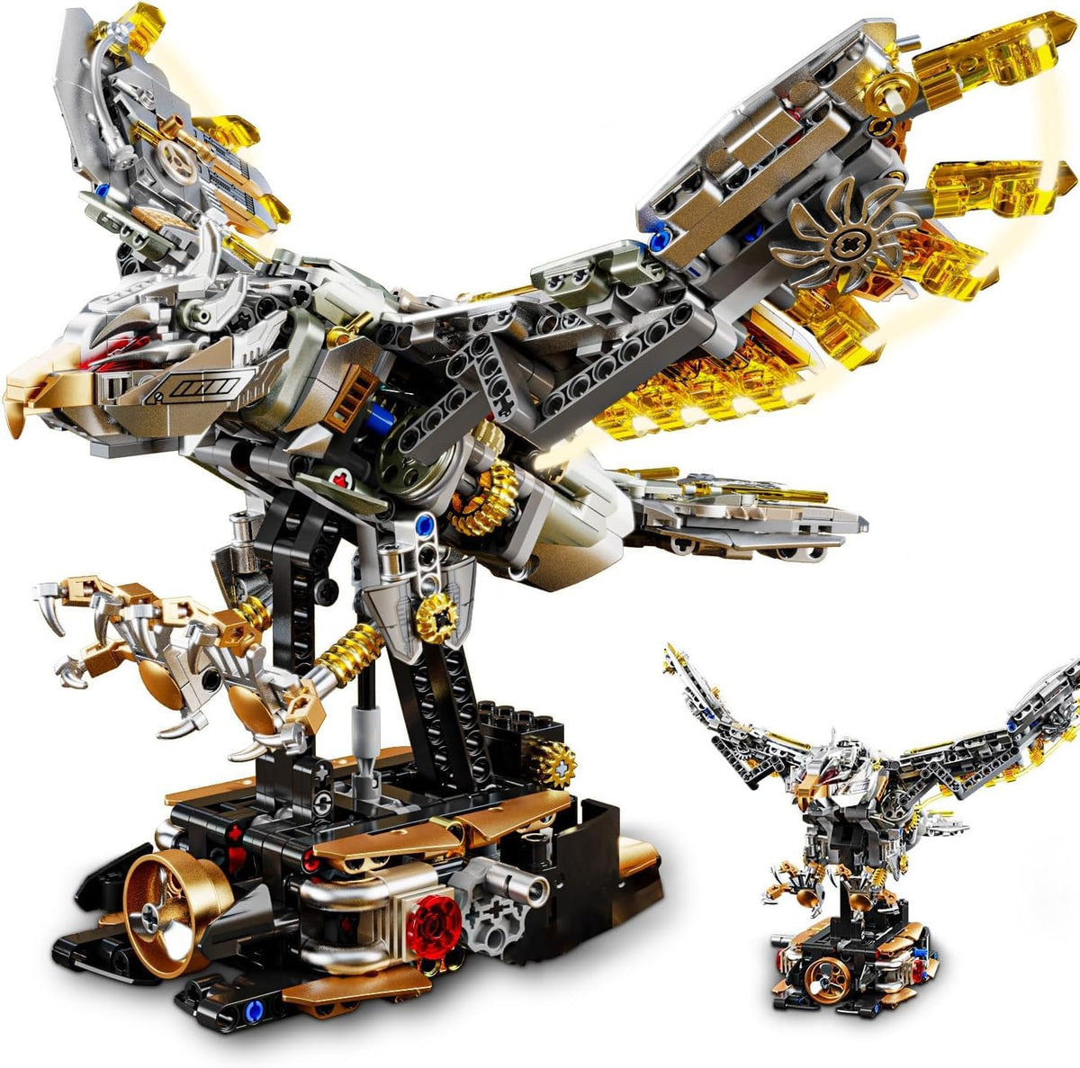 Yibo mechanical eagle with lighted wings for dramatic display
