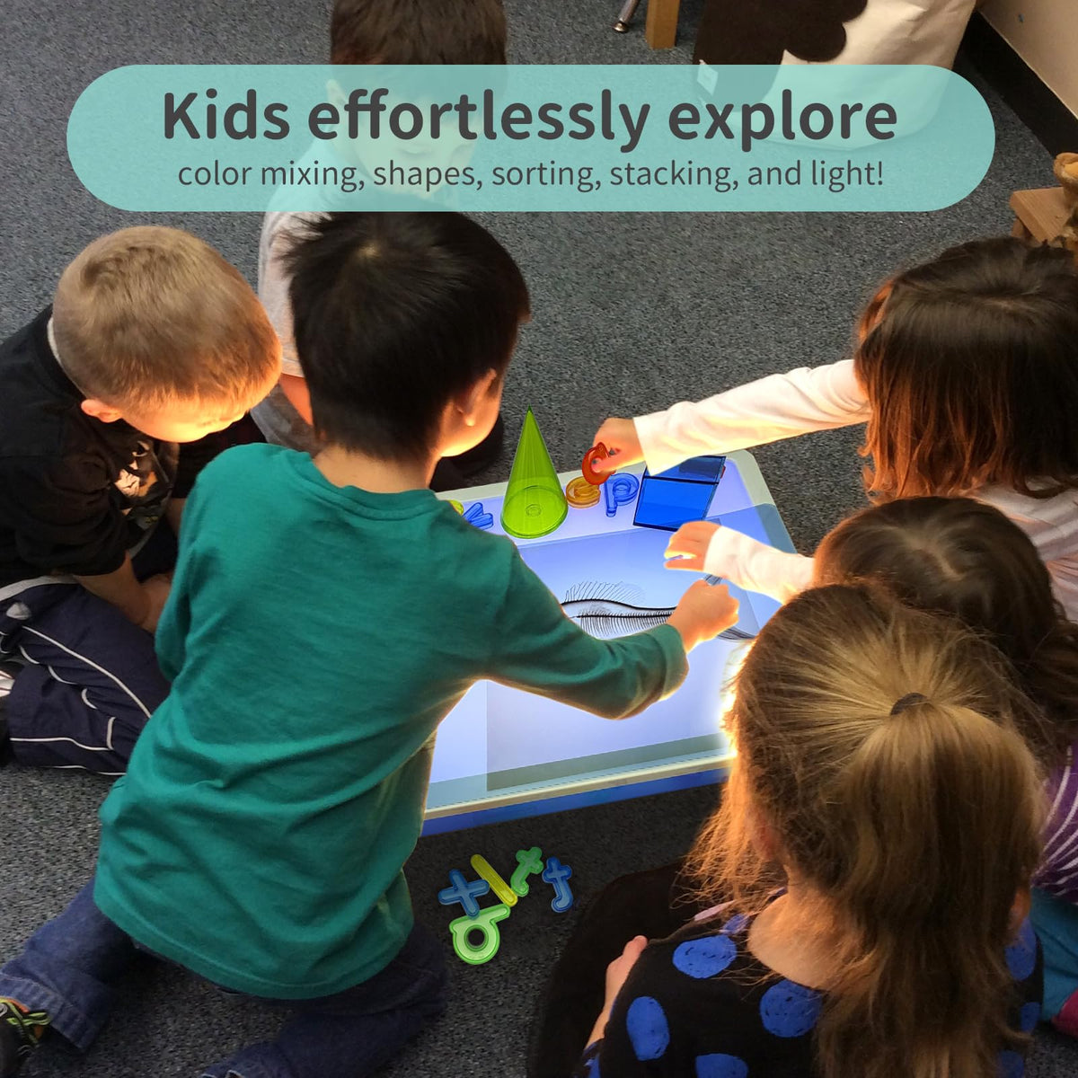 Yichushisu sensory light table glow highlights colors and shapes for hands-on learning