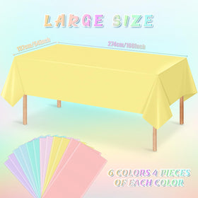 YIDAKO pastel tablecloth colors laid out to show the six pastel hues