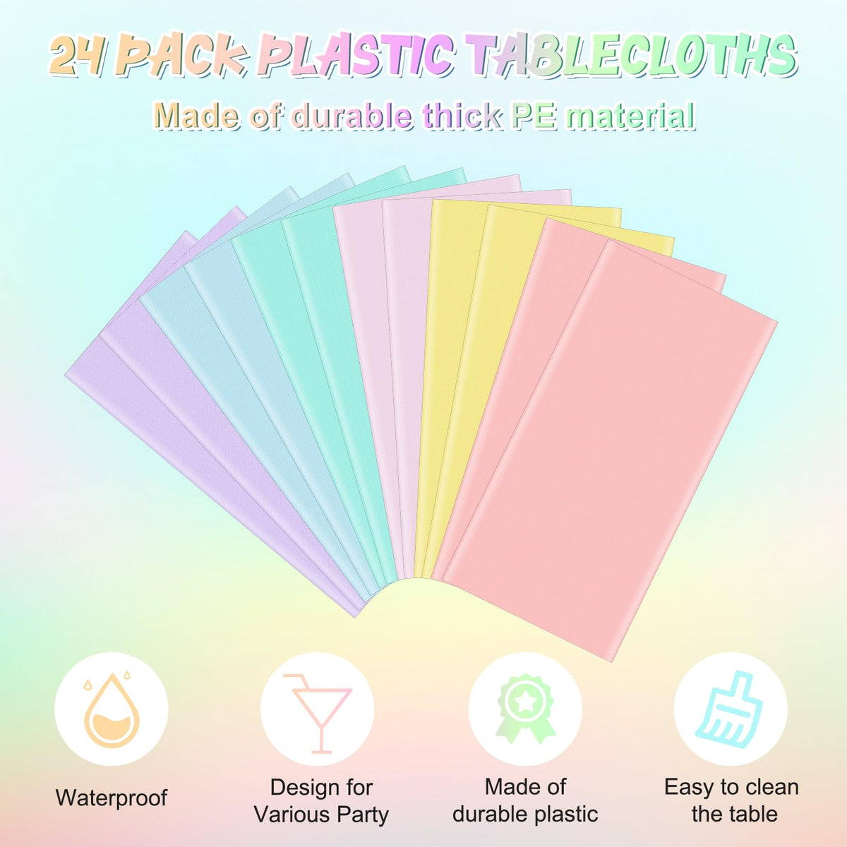 YIDAKO 54x108 inch pastel tablecloth covering a rectangle table for events