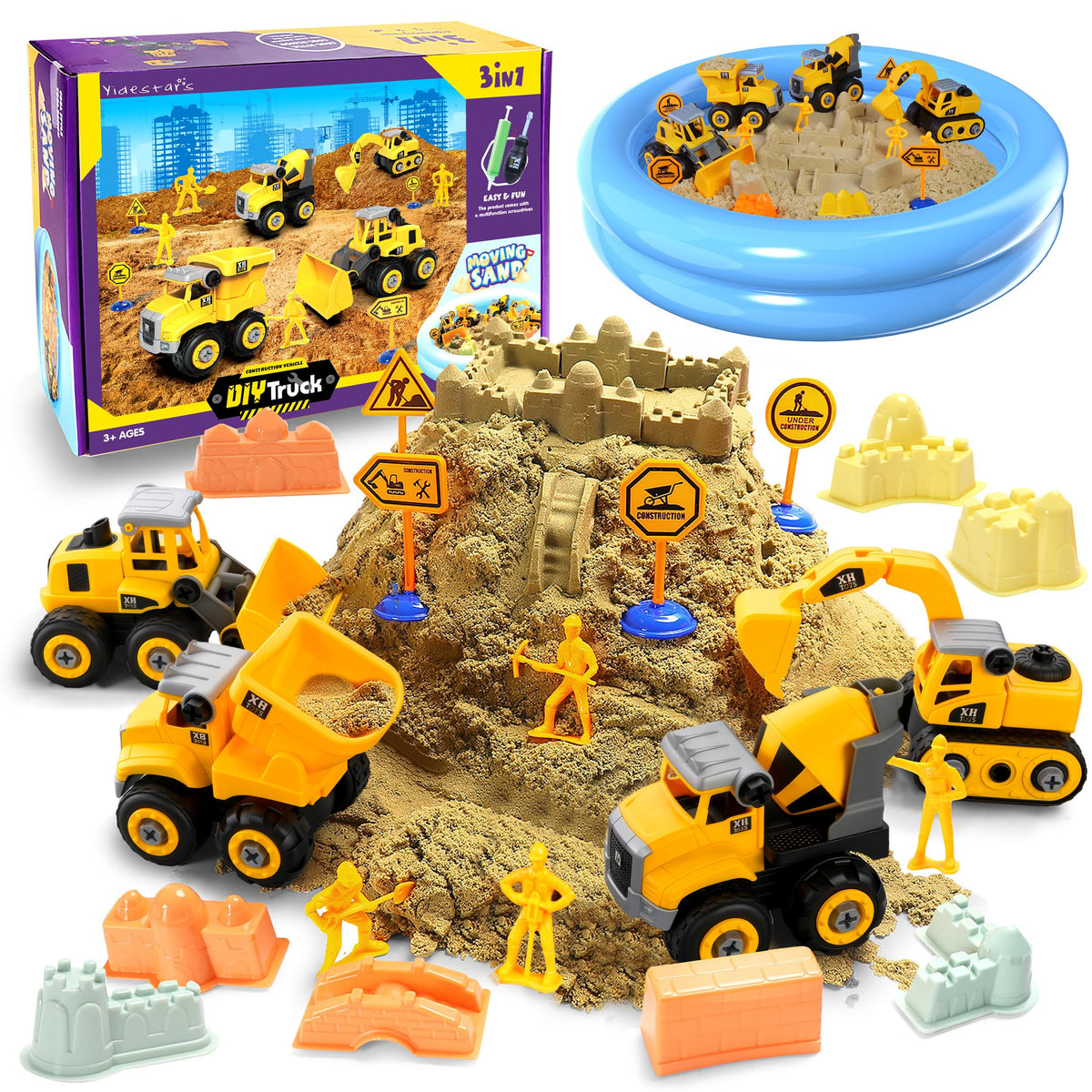 YIDESTARS play sand kit with 2.2 lb sand for creative indoor play.