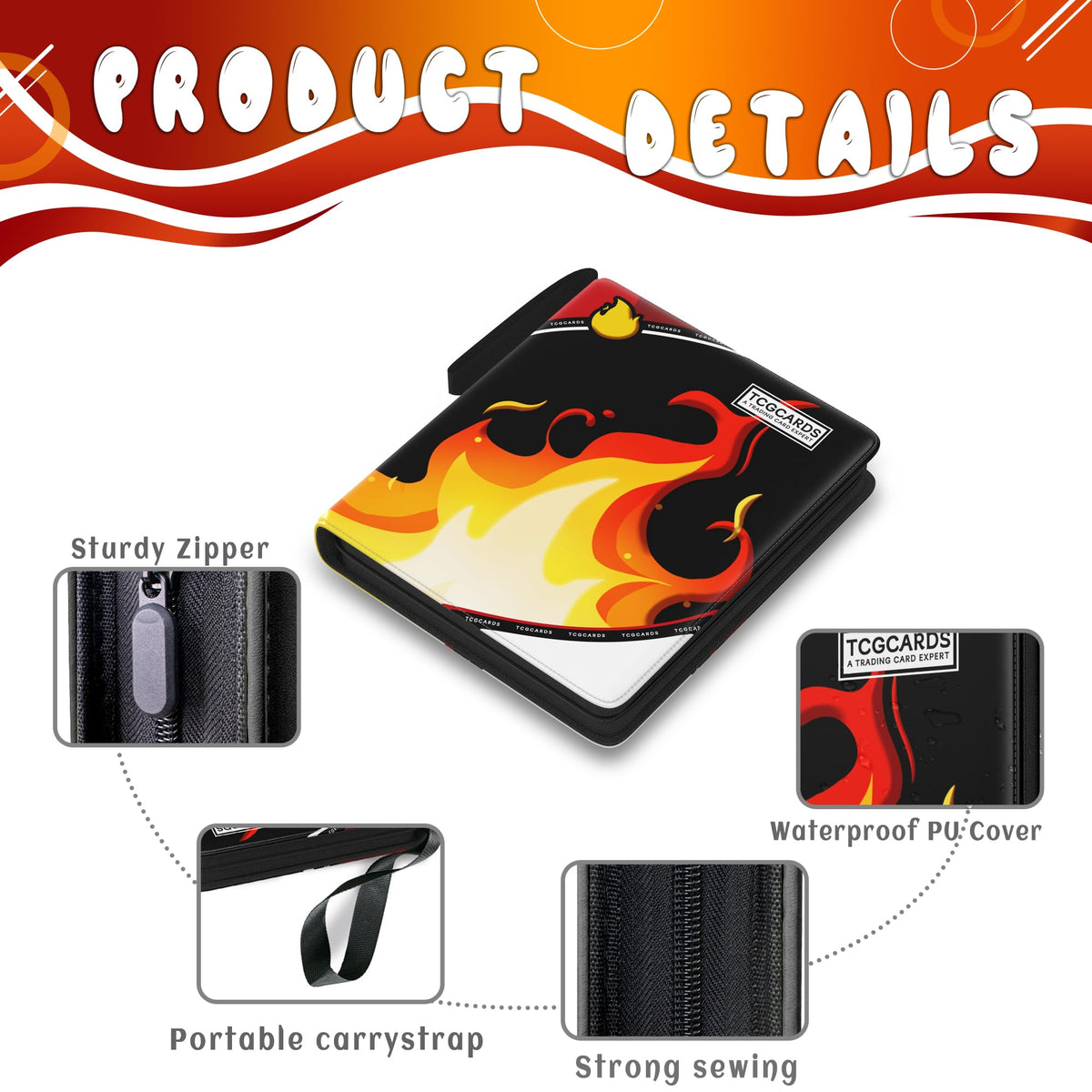 Yifan binder with 50 removable sleeves for flexible organization of cards.