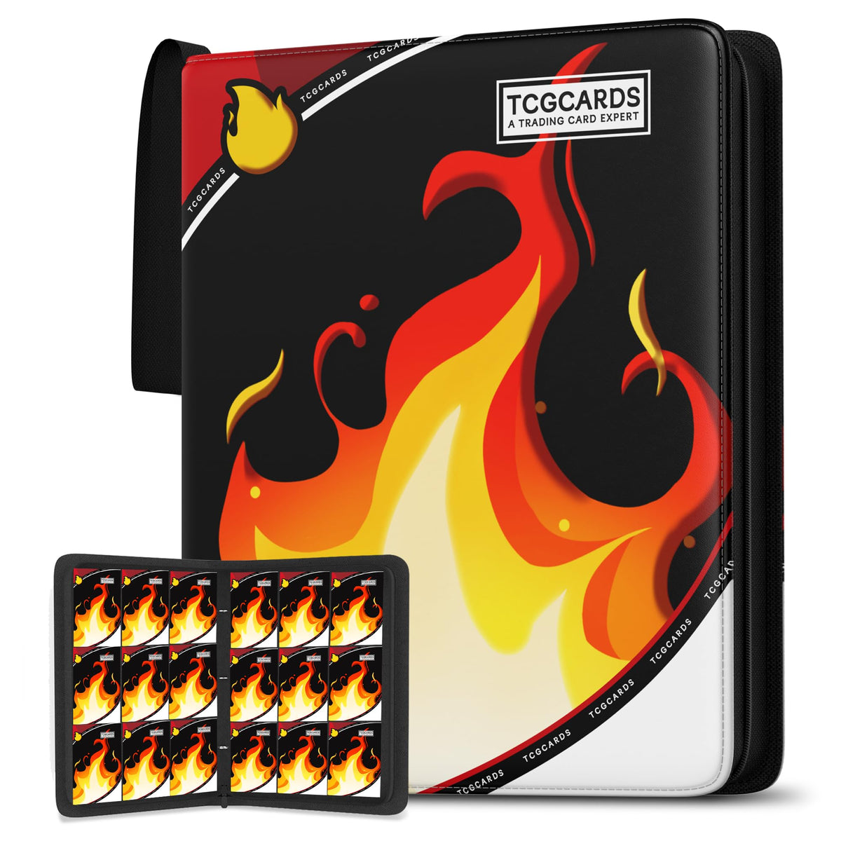 Yifan trading card binder cover with durable PU leather and secure zip closure for protection.