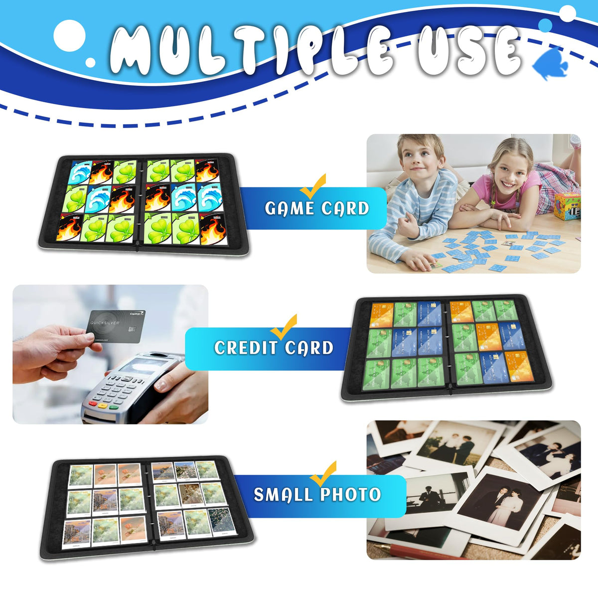 Yifan binder with wrist strap for portable carrying of card collection