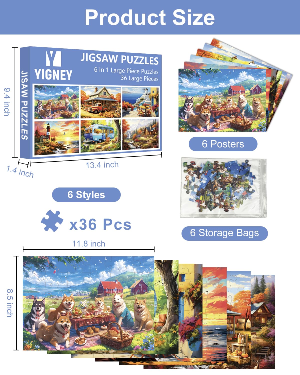 Yigney dog puzzle supports memory and concentration with large pieces