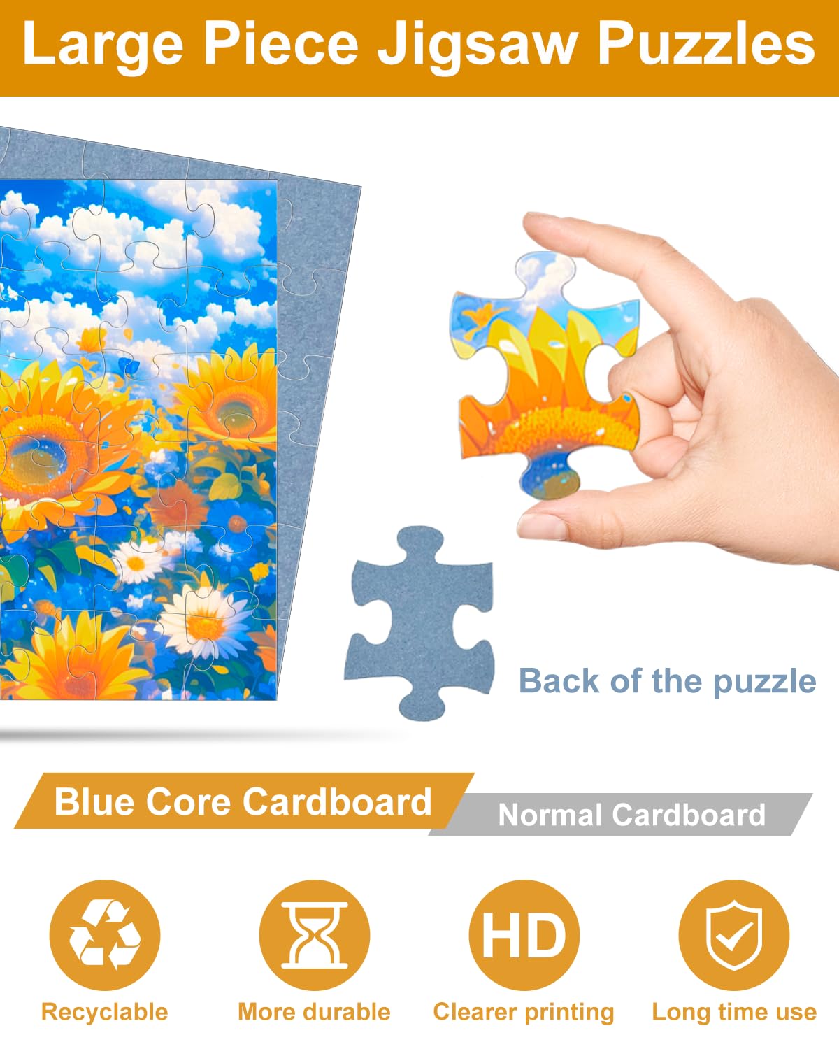 Yigney flower pattern puzzle with vibrant colors and easy grip