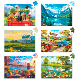 Yigney 6-pack 48-piece large-senior-puzzles for better dexterity and cognitive engagement.