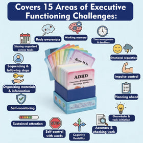 YIYDONG ADHD coping cards illustrate practical strategies to boost task initiation and focus.