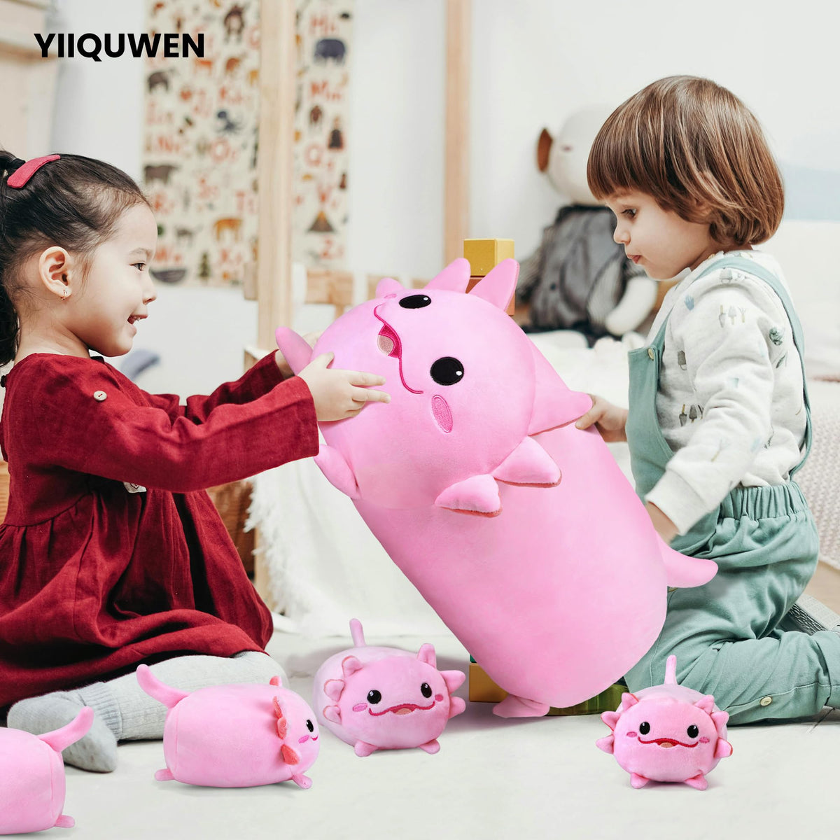 YIIQUWEN decor axolotl soft pillow doubles as seating or naptime comfort.