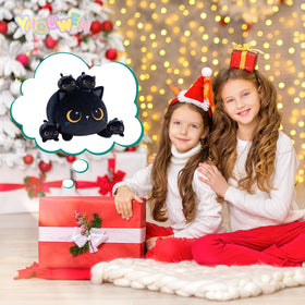 YIIQUWEN Black Cat Plush serves as cozy decor and a plush pillow.