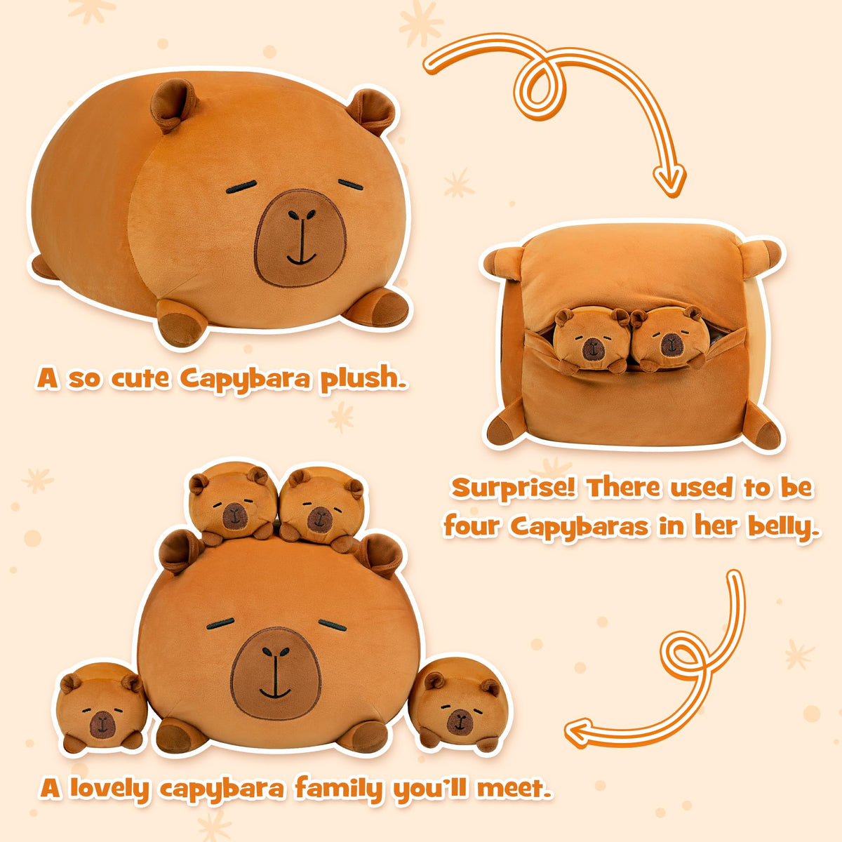 YIIQUWEN capybara belly unzip reveal showing hidden babies