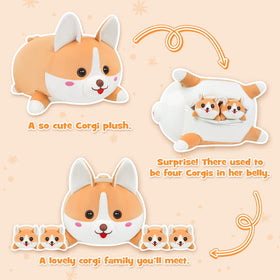 YIIQUWEN corgi plush close-up shows soft material and gentle touch
